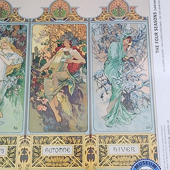 Goddesses of FOUR SEASONS 1000 Piece Eurographics Jigsaw Puzzle Alphonse Mucha - Picture 5 of 5